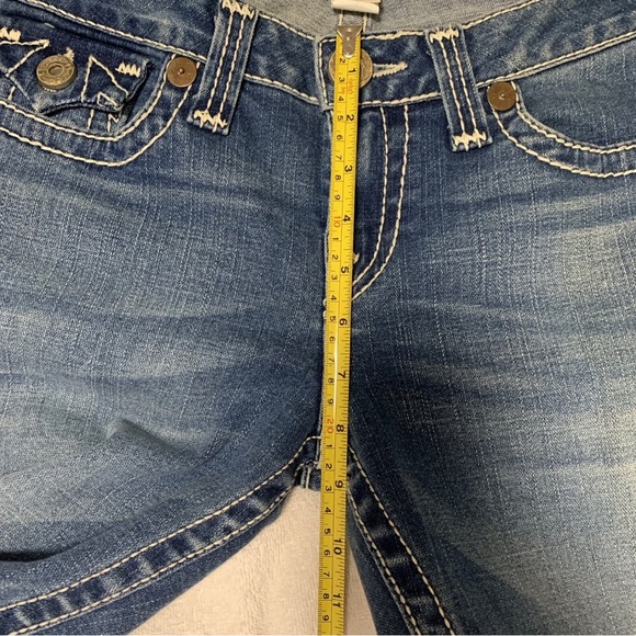 Authentic True Religion Joey Big T Flair Leg Women’s 32x29 Blue Jeans Low Rise - Picture 11 of 12